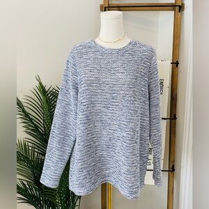 Cozy Blue Marled Women's Crew Neck Lightweight Sweater, XL
